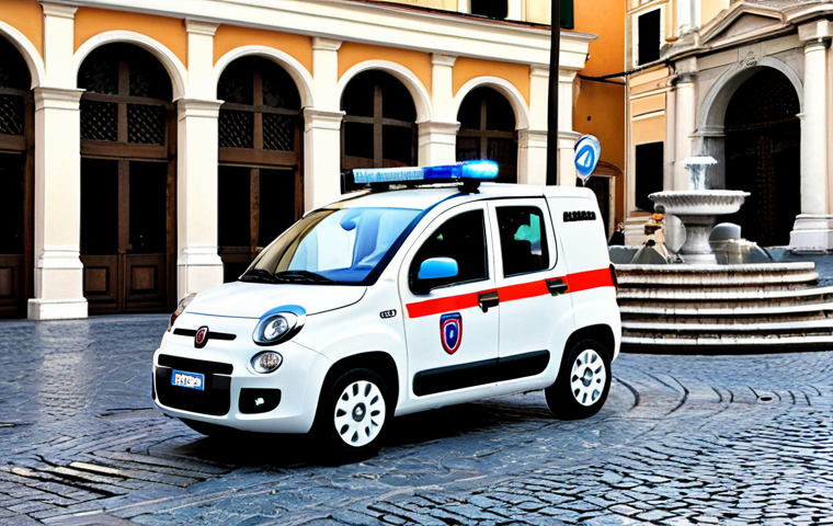 Teamwork in a Piazza**

"A team of emergency vehicles, resembling Robocar Poli characters but with Italian vehicle designs (e.g., a Fiat Panda ambulance), are helping clean up a piazza after a minor earthquake. Fully clothed civilians are assisting. The piazza features classic Italian architecture, a fountain, and cobblestone streets. Safe for work, appropriate content, fully clothed, professional illustration, perfect anatomy, natural proportions, family-friendly."

**