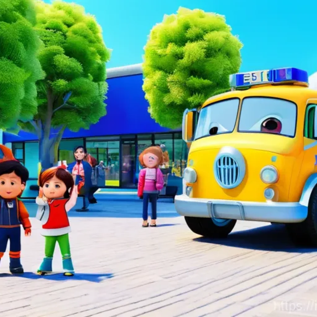 로보카폴리 영어 교육 - **Prompt 1: Robocar Poli Team in Action, Learning Together**
    An animated, bright 3D render featu...