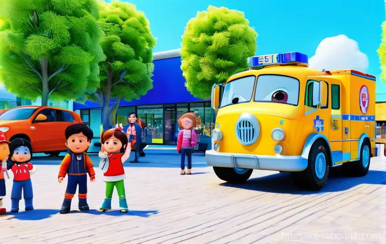 로보카폴리 영어 교육 - **Prompt 1: Robocar Poli Team in Action, Learning Together**
    An animated, bright 3D render featu...