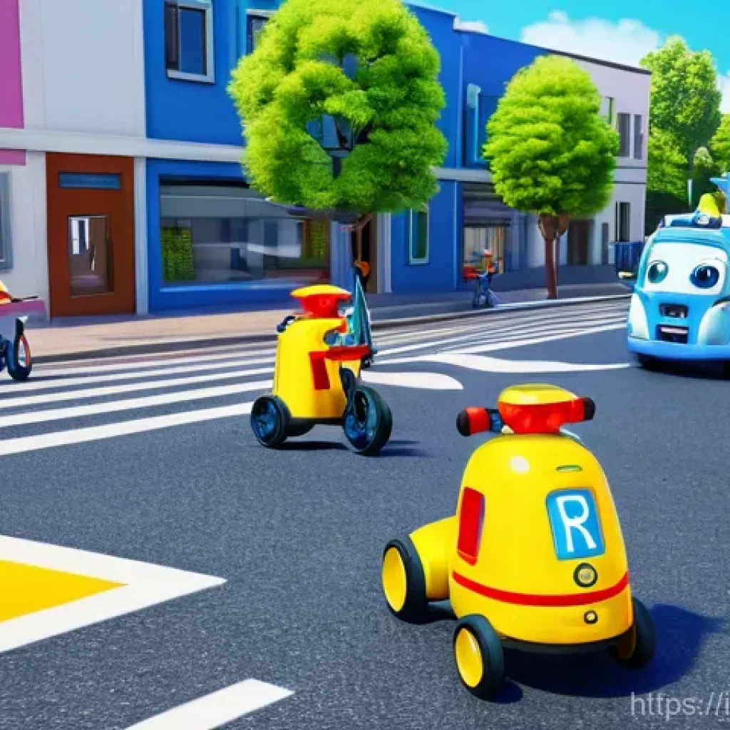 로보카폴리 장면 분석 - **Prompt 1: Road Safety Lesson with Poli, Roy, and Children**
    "A vibrant, wide-angle shot of a s...
