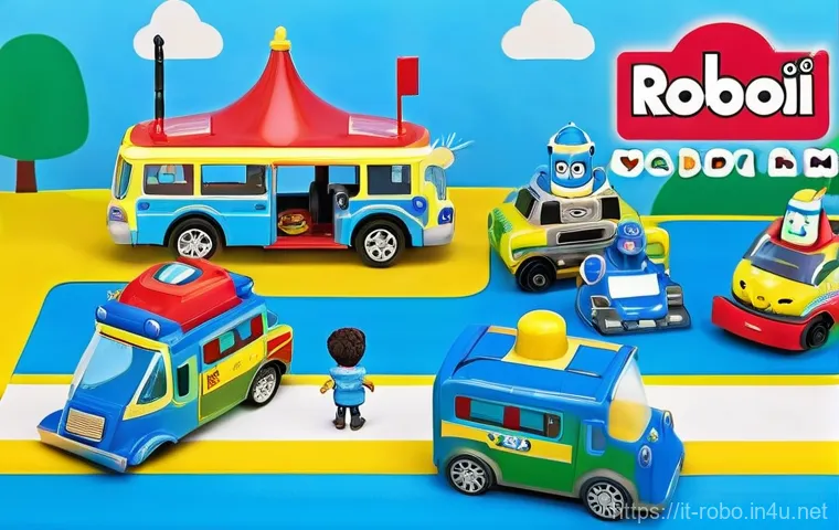 로보카폴리 굿즈의 구매 팁 - **Prompt:** A serene and safe indoor play setting. A happy 5-year-old child, dressed in a clean, bri...