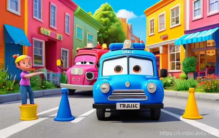로보카폴리 시즌4 요약 - **Prompt:** A vibrant 3D animated scene in Brooms Town. Poli, the blue police car, Roy, the red fire...