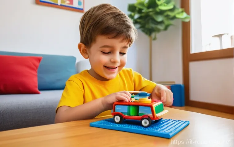 로보카폴리 관련 퀴즈북 - A joyful 4-year-old Italian boy, fully clothed in a brightly colored t-shirt and shorts, is sitting ...