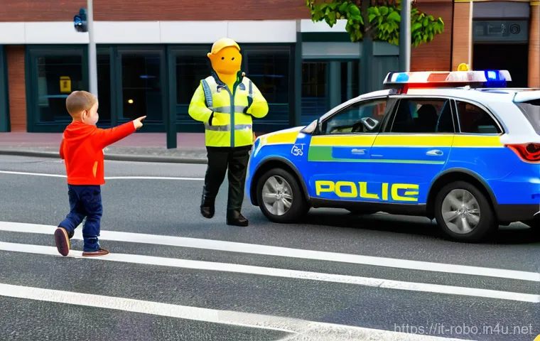 로보카폴리의 대표적인 캐릭터 - **Teamwork and Problem-Solving in Broomstown:** A vibrant, wide-angle illustration of the full Roboc...