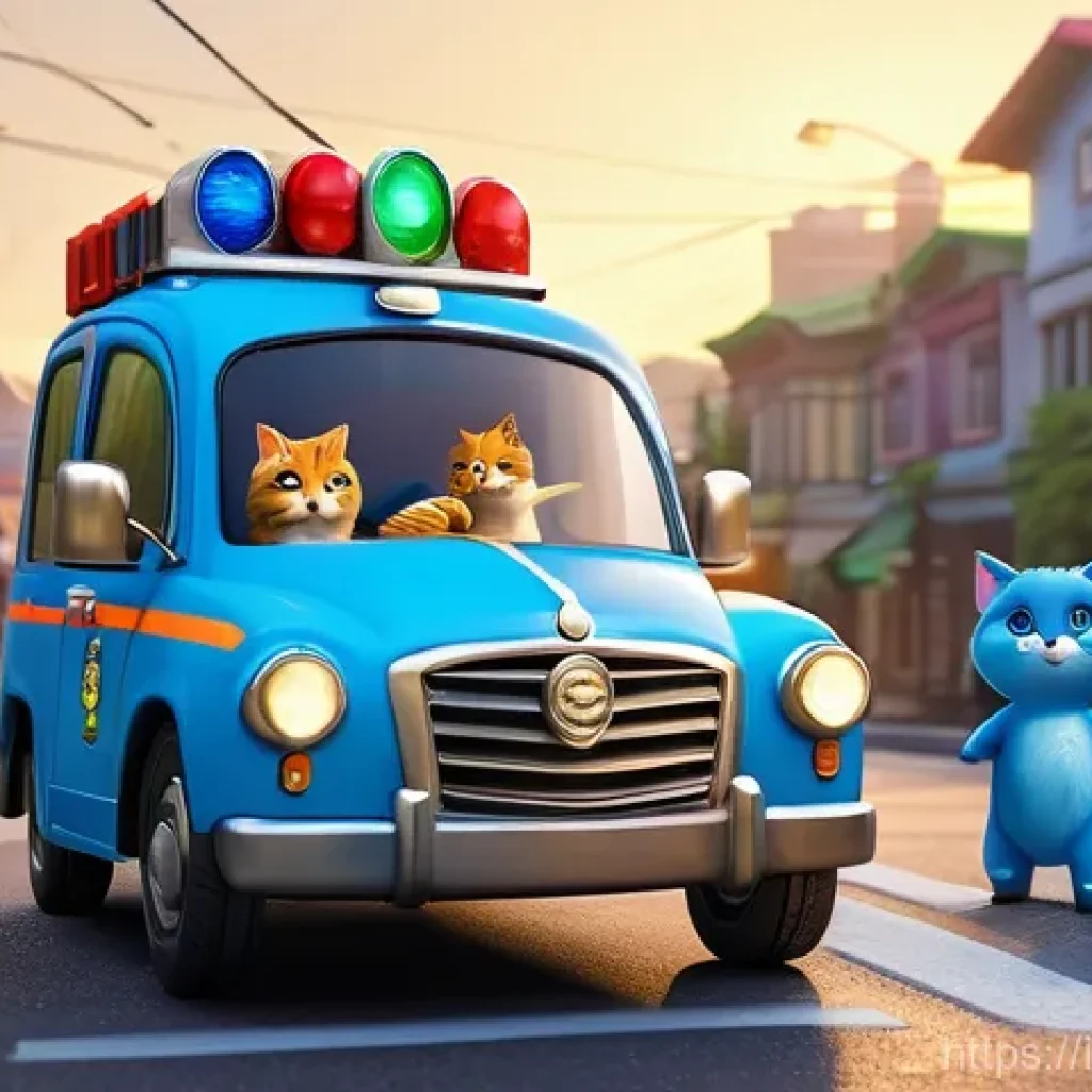 로보카폴리 정비소 이야기 - **Prompt 1: Brooms Town Rescue Team in Action**
    A vibrant, colorful illustration of the Robocar ...