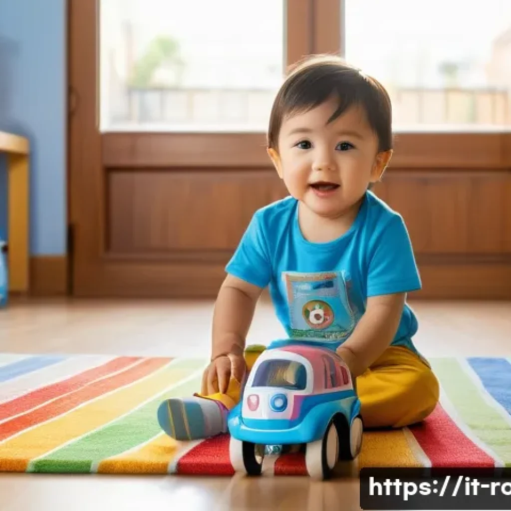 로보카폴리와 인형극 프로그램 - **Prompt:** "A brightly colored playroom in Italy. A young child wearing a t-shirt and diaper is hap...