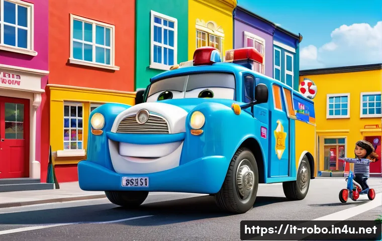 로보카폴리와 협업 프로젝트 - **Prompt:** A vibrant animated scene of Robocar Poli characters (Poli, Roy, Amber, Helly) actively t...