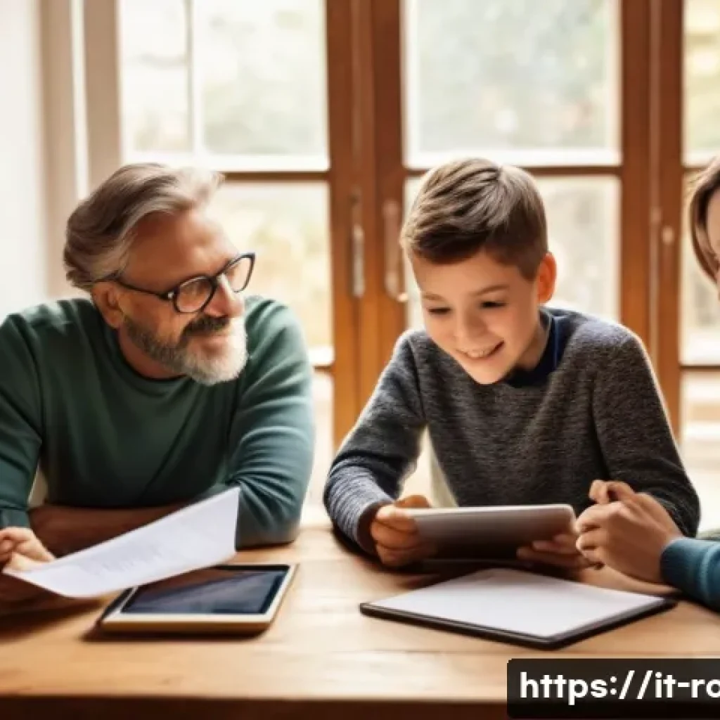 로보카폴리와 소셜미디어 - **Family Digital Pact Discussion in an Italian Home**
    A warm, inviting scene set in a cozy Itali...