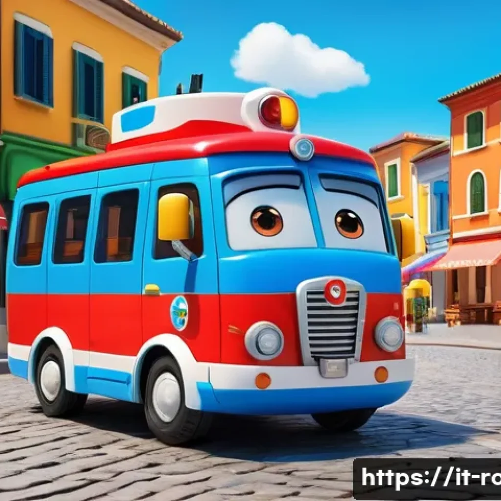 로보카폴리의 캐릭터 연출 스타일 - A vibrant and colorful scene featuring cartoon-style rescue vehicles inspired by Robocar Poli, with ...