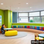 로보카폴리와 키즈카페 - A bright and modern indoor play area designed for Italian families, featuring safe, colorful play st...