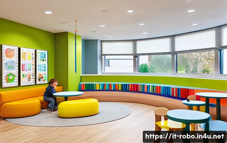 로보카폴리와 키즈카페 - A bright and modern indoor play area designed for Italian families, featuring safe, colorful play st...