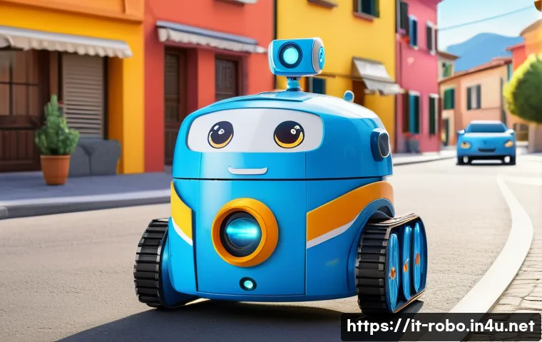 로보카폴리와 디자인 철학 - A colorful, friendly animated rescue robot character inspired by Robocar Poli, designed with soft, r...