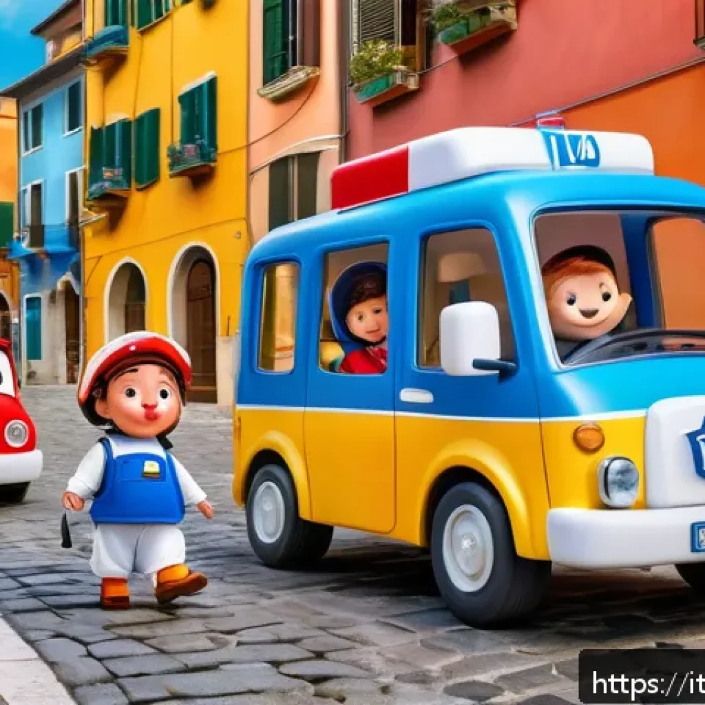 로보카폴리와 어린이의 창의성 - A vibrant and detailed scene of the Robocar Poli team—Poli the police car, Roy the fire truck, Amber...
