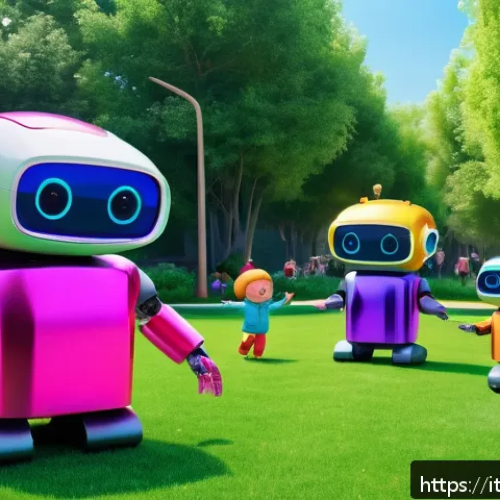 로보카폴리 주인공 폴리 - A vibrant 3D animated scene featuring Pol&igrave;, a friendly robot with a shiny metallic body and expressi...