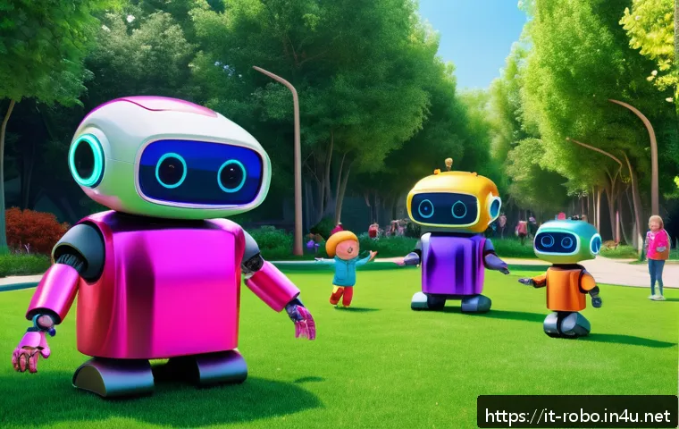 로보카폴리 주인공 폴리 - A vibrant 3D animated scene featuring Polì, a friendly robot with a shiny metallic body and expressi...