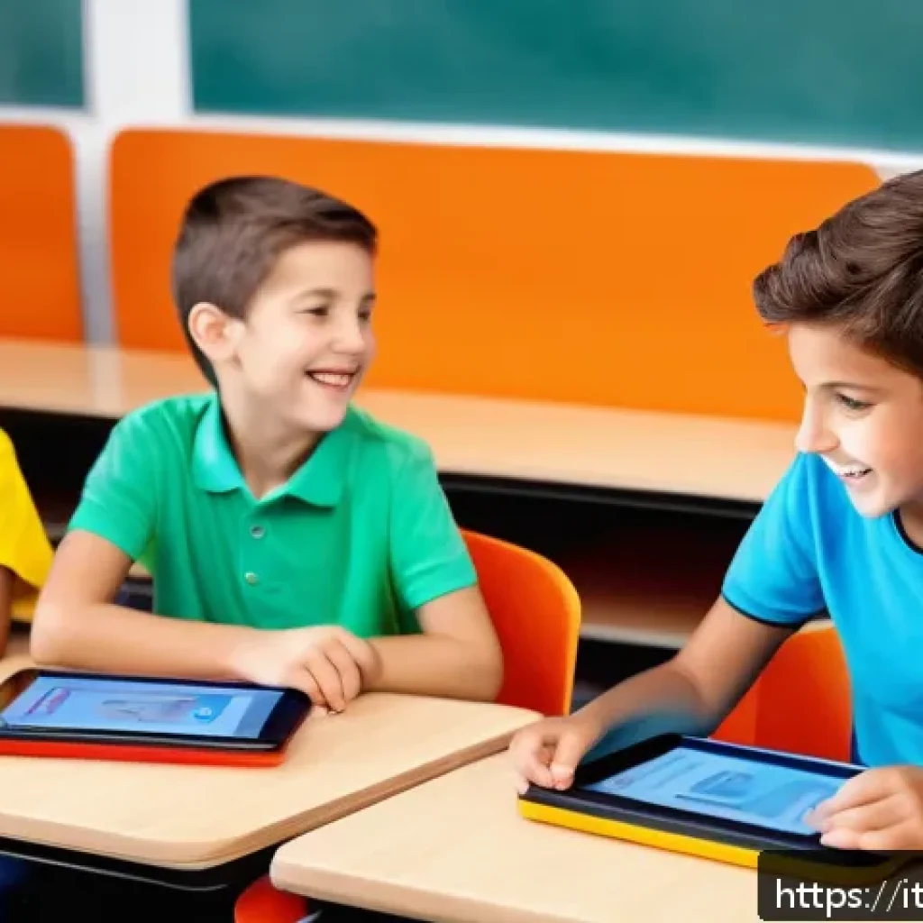 로보카폴리와 키즈 교육 프로그램 - A lively classroom scene in Italy featuring diverse young children wearing colorful casual clothes a...
