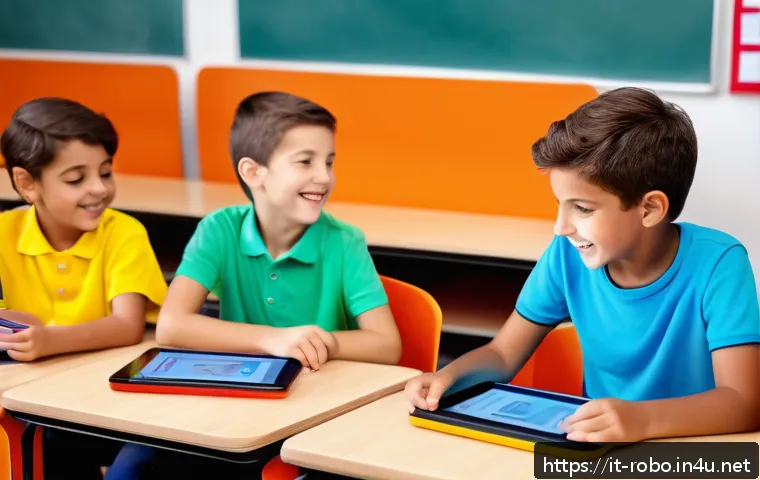로보카폴리와 키즈 교육 프로그램 - A lively classroom scene in Italy featuring diverse young children wearing colorful casual clothes a...
