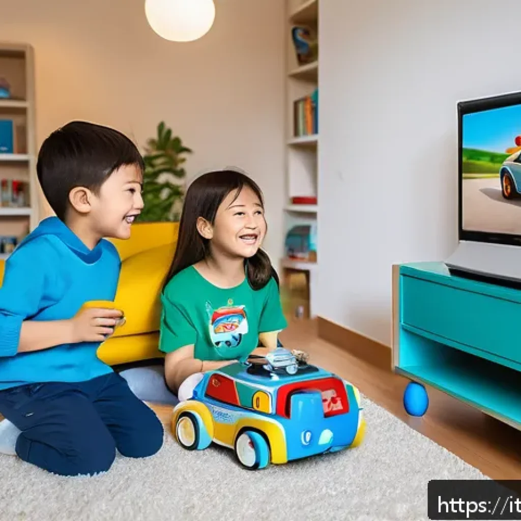 로보카폴리 커뮤니티 반응 - A vibrant Italian family living room scene where young children, wearing colorful casual clothes and...