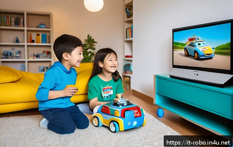 로보카폴리 커뮤니티 반응 - A vibrant Italian family living room scene where young children, wearing colorful casual clothes and...