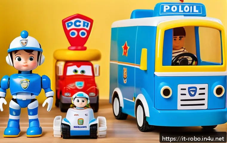 로보카폴리 장난감 리뷰 - A vibrant and detailed scene featuring colorful Robocar Poli transformable toy vehicles designed for...