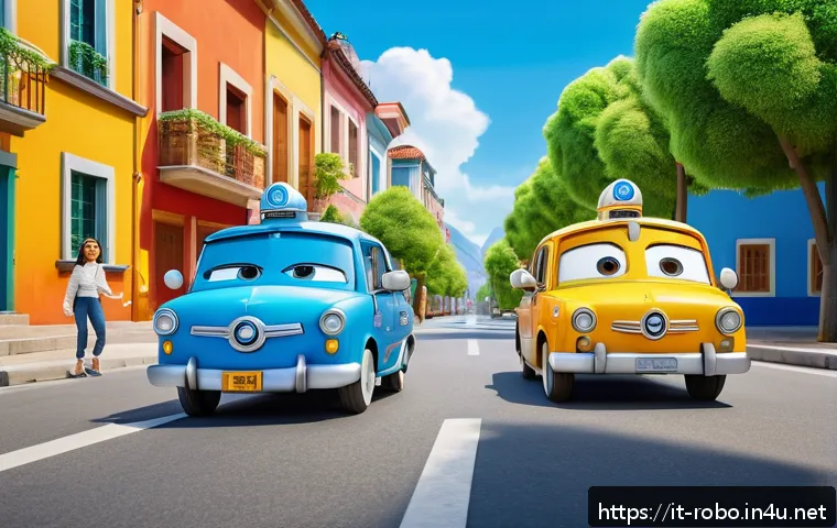 로보카폴리와 어린이의 상상력 - A colorful and vibrant scene showing the Robocar Poli team&mdash;Poli, Roy, Amber, and Helly&mdash;working toget...