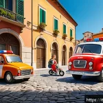 Home 18 로보카폴리 베스트 에피소드 - A vibrant and colorful scene featuring four friendly, anthropomorphic rescue vehicles—Poli the polic...