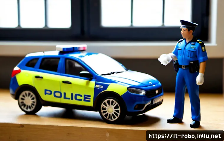 로보카폴리 상품화 비하인드 - Photorealistic behind-the-scenes toy product development studio in Italy, a friendly blue cartoon-st...